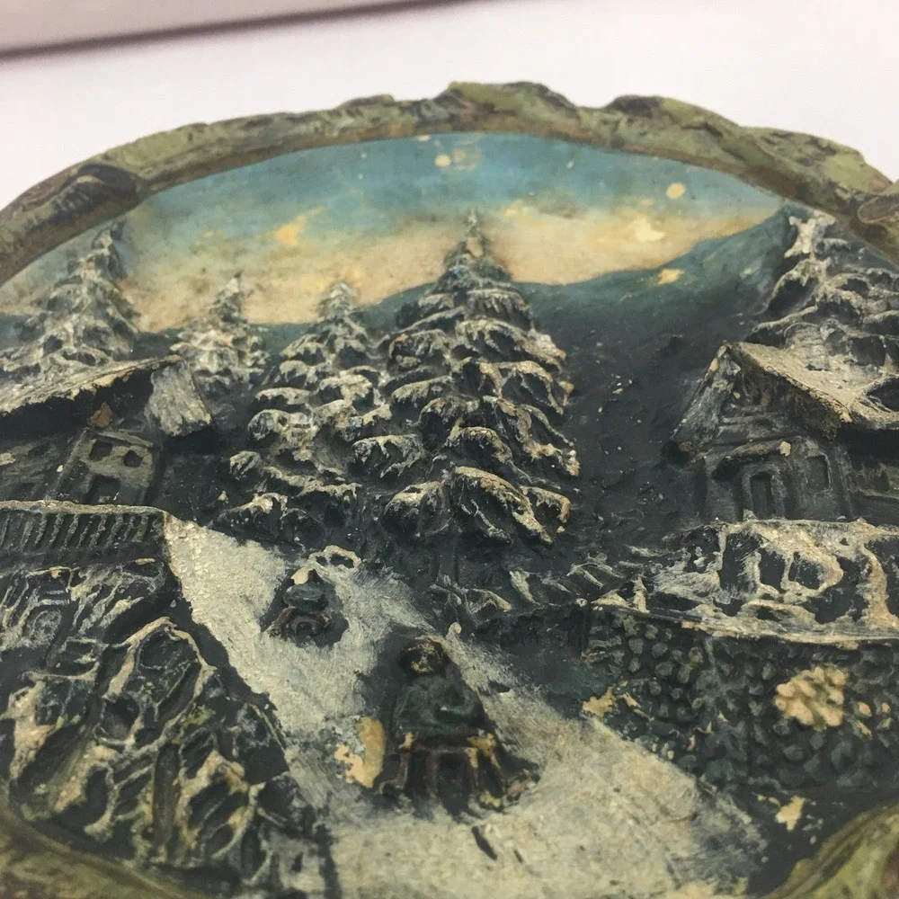 Vintage German Mountain Village 3D Plaster Wall Plate 6